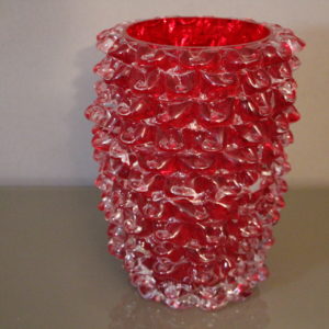 Ancien Vase en verre de Murano rouge Rostrato