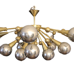 Lustre demi spoutnik en verre argent