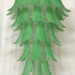 Longue suspension de verre de Murano vert