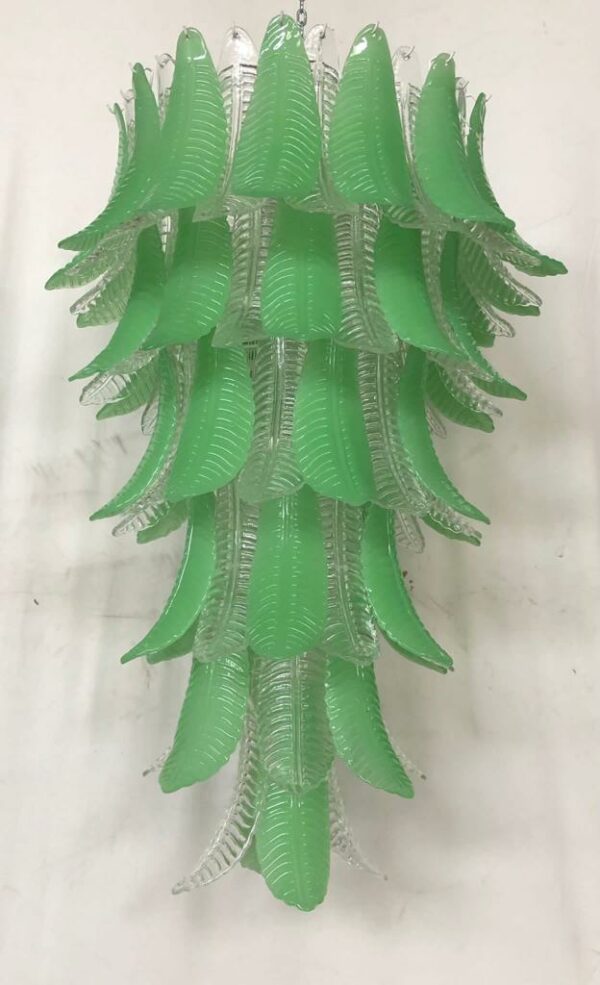 Longue suspension de verre de Murano vert