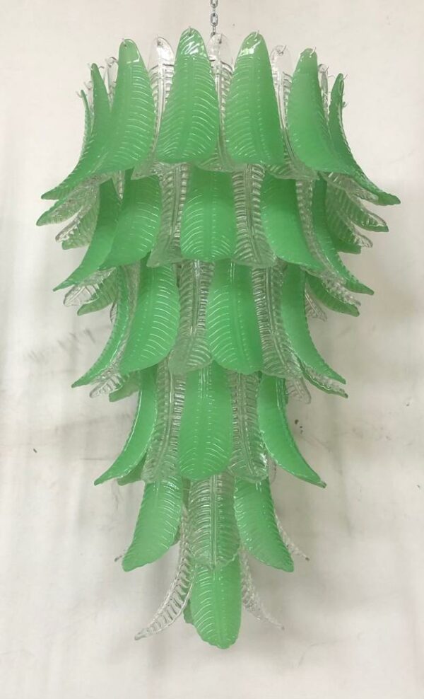 Longue suspension de verre de Murano vert