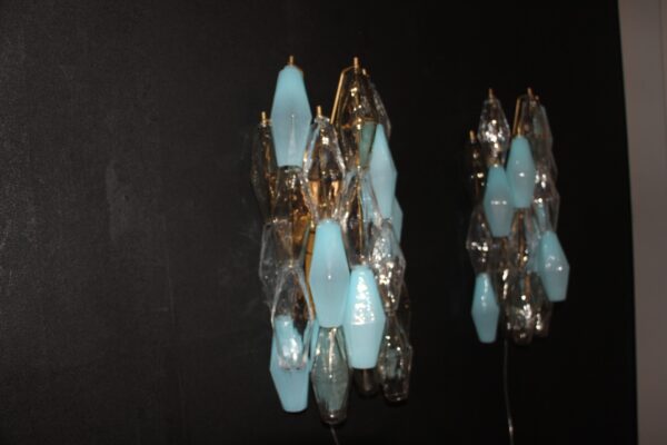Paire d'Appliques Polyédriques en Verre de Murano, Style de Venini