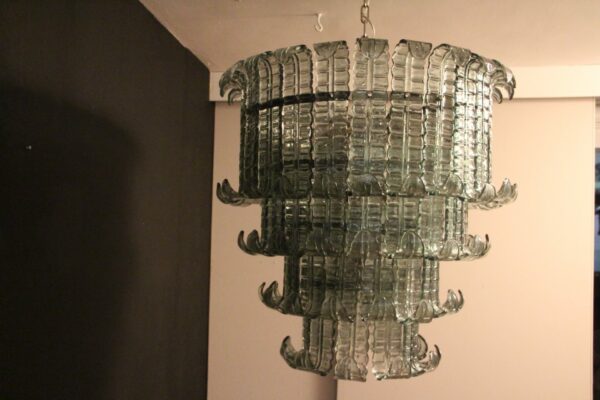 Suspension de style Barovier en verre de Murano bleu vert