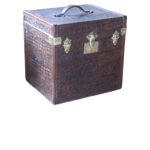 Malle à chapeau "Cube Shape" marron des années 1930, malle de voyage marron