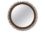 Miroir vintage rond en rotin et bambou par Franco Albini