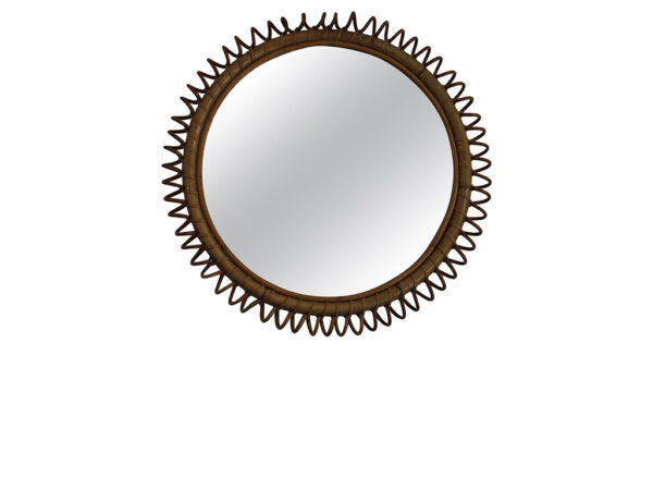 Miroir vintage rond en rotin et bambou par Franco Albini