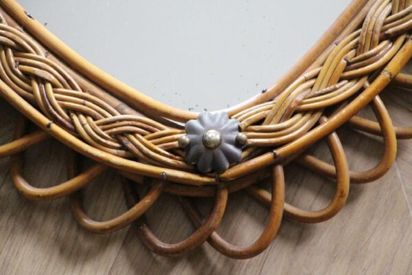 Miroir vintage en rotin par Franco Albini