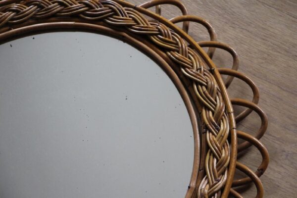 Miroir vintage en rotin par Franco Albini