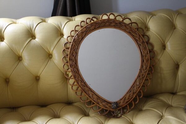 Miroir vintage en rotin par Franco Albini