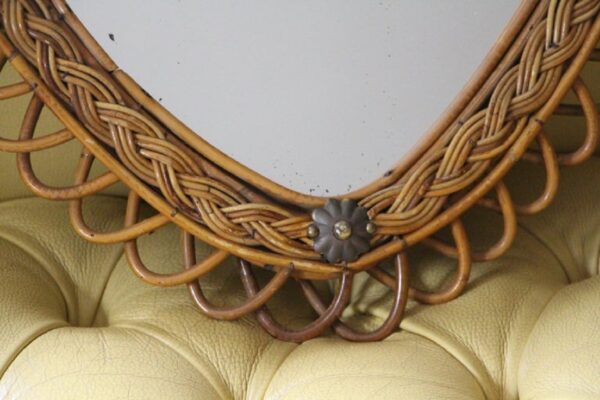 Miroir vintage en rotin par Franco Albini