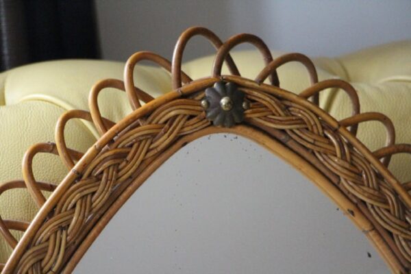 Miroir vintage en rotin par Franco Albini
