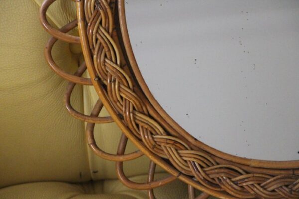 Miroir vintage en rotin par Franco Albini