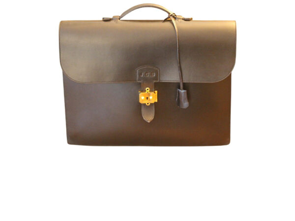 Mallette Hermès en cuir noir