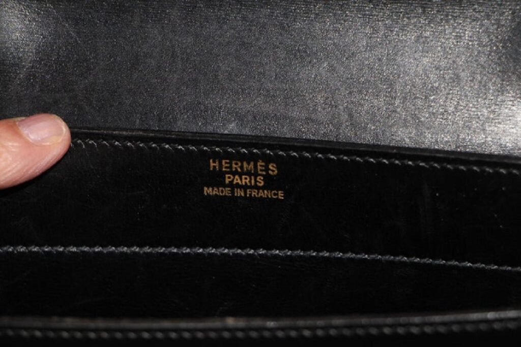 Mallette Hermès en cuir noir