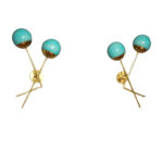 Paire d'appliques Italiennes Bleu Turquoise et Laiton en Verre de Murano