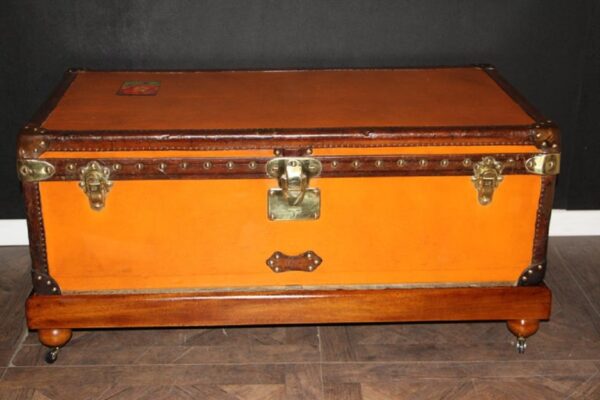 malle de voyage Louis Vuitton en toile orange