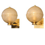 Paire d'appliques en verre de Murano Pulegoso doré de style Barovier