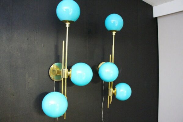 appliques en verre de Murano bleu Tiffany