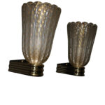 Appliques en verre dor Pulegoso de Murano de style Barovier avec inclusions de paillettes d'or