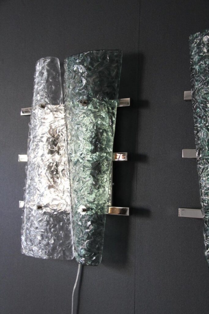Paire D'appliques en verre de Murano vert