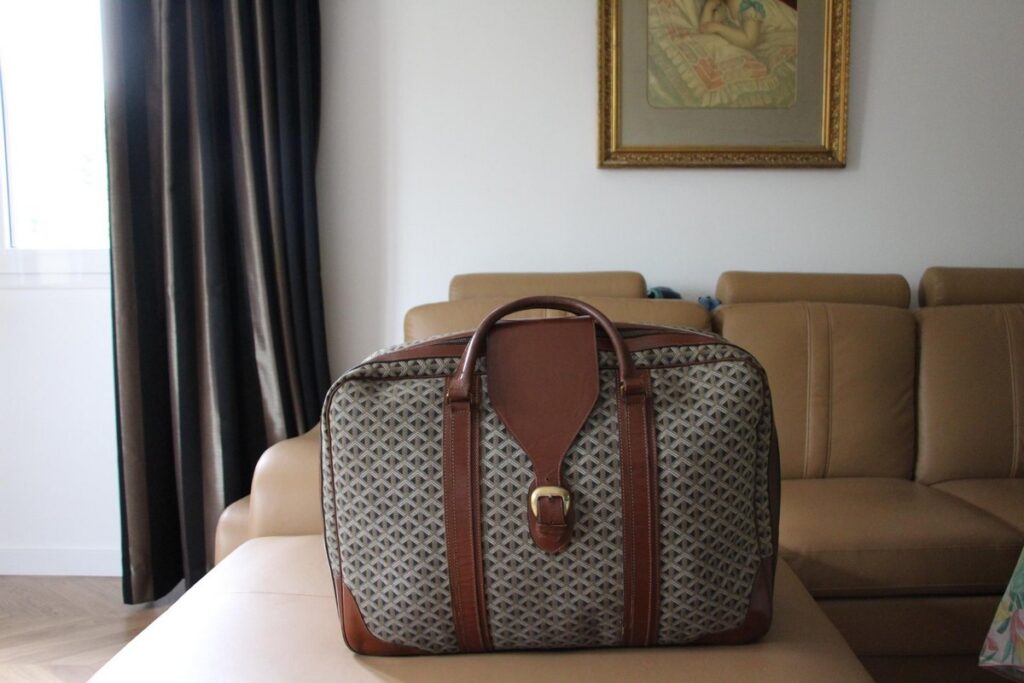 Valise Goyard en toile tissée - Red Rose Antiques