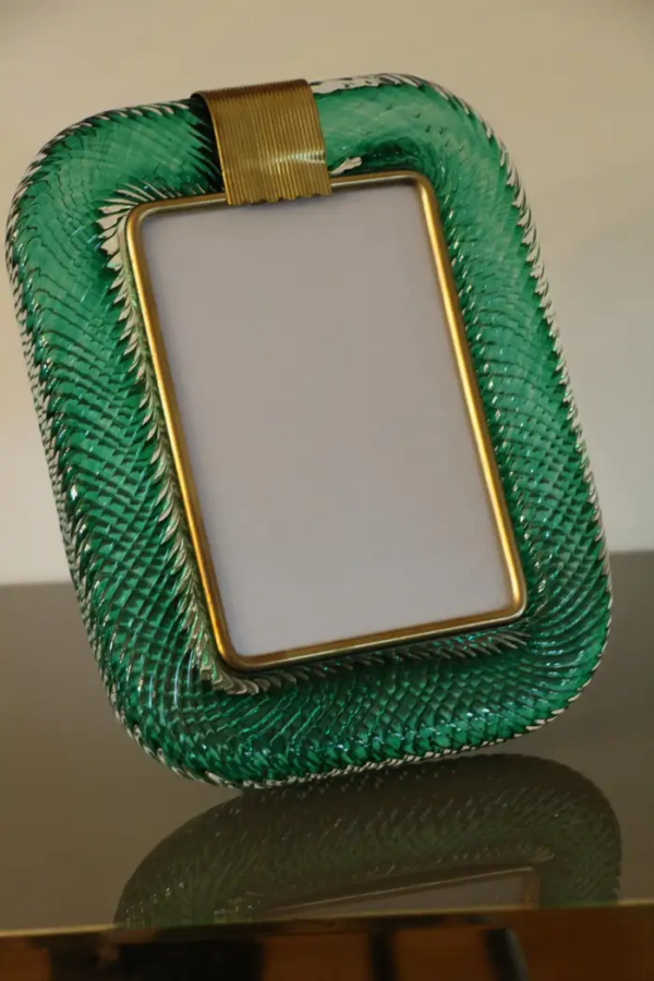 Cadre photo en verre de Murano torsadé vert