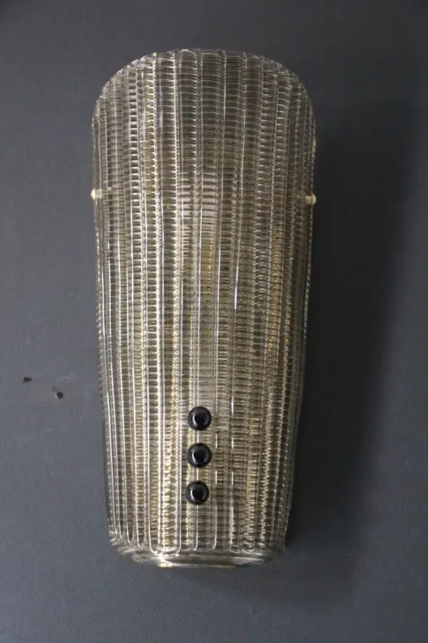 Paire d'appliques en verre de Murano fumé texturé