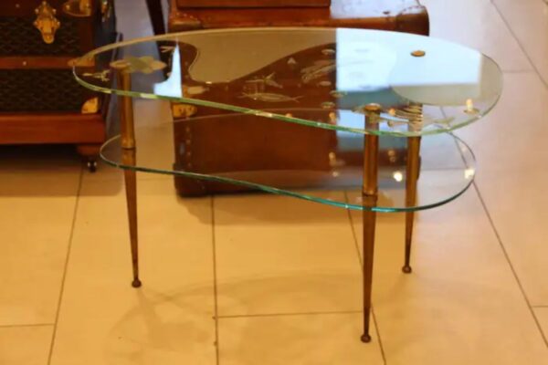 Table basse ancienne en verre