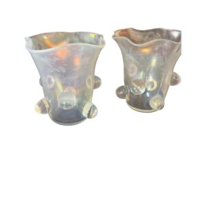 Paire de grands vases Cenedese en verre de Murano irisé