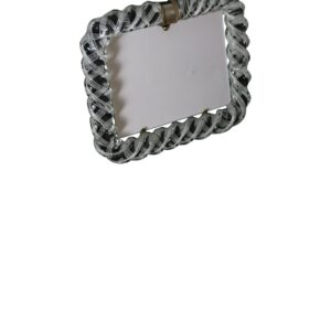 Grand cadre photo en verre de Murano filigrané blanc de Venini