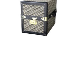 Malle bibliotheque Goyard en toile chevrons des années 1950