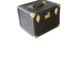 Vanity case ancien en cuir noir
